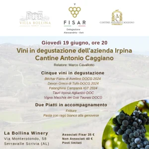 Vini in degustazione dell'azienda Irpina Cantine Antonio Caggiano