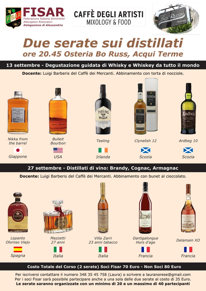 Degustazione di Whisky, Degustazione Brandy ad Acqui Terme
