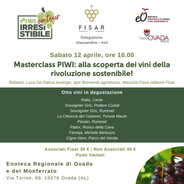 Masterclass PIWI: alla scoperta dei vini della rivoluzione sostenibile!